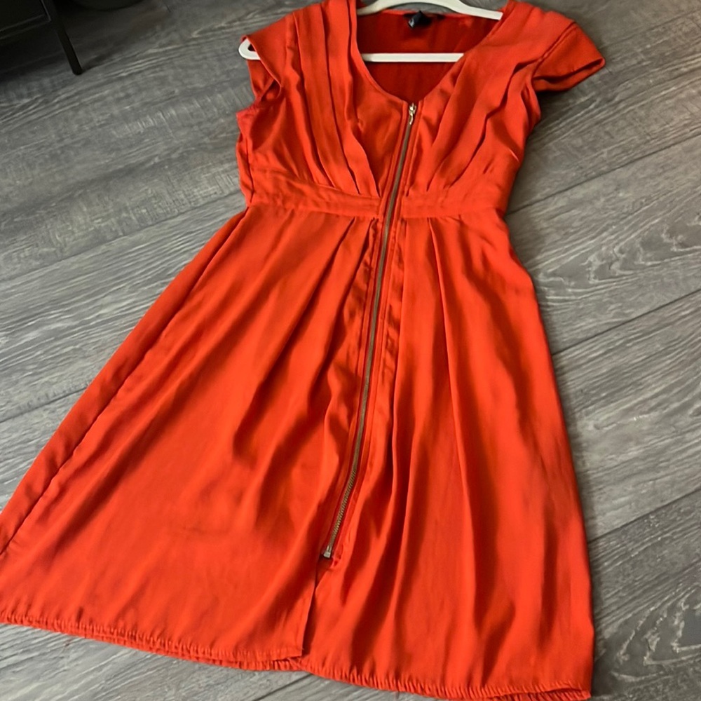 H&M orange dress with gold zipper